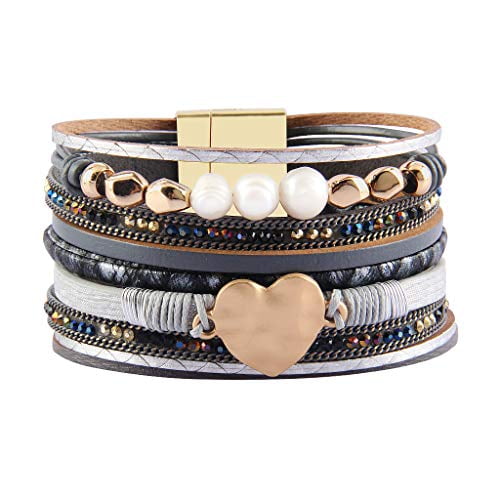 Mother Daughter Bracelet Bead Infinity Heart Cuff Boho Wrap Leather Bracelet Gift Jewelry for Women 